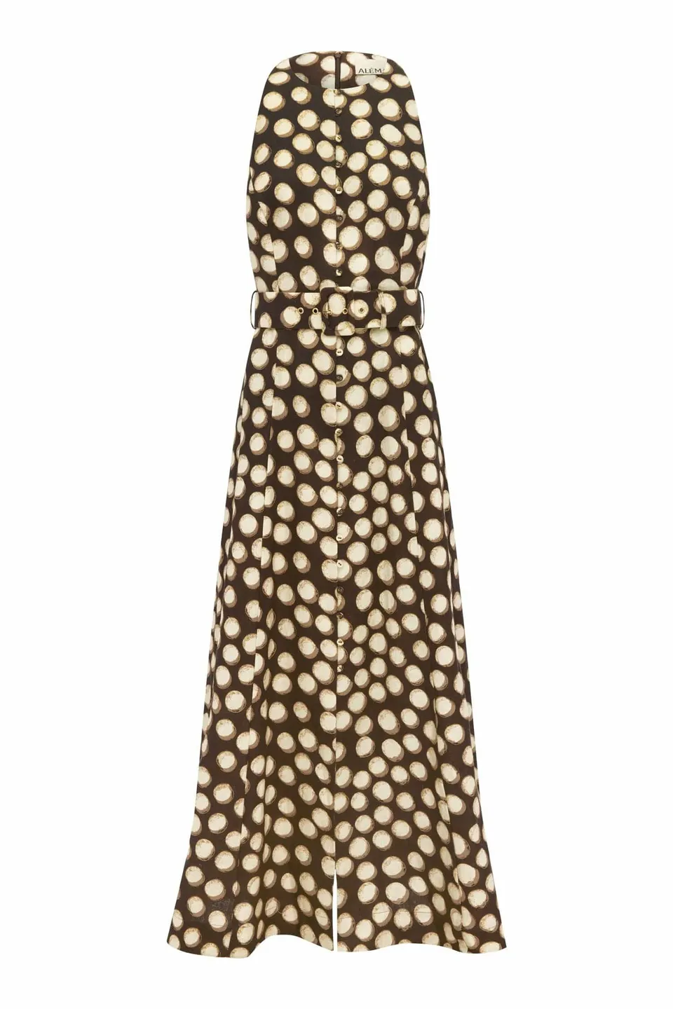 Alemaïs Paula robe midi dos nageur lin à pois ceinture