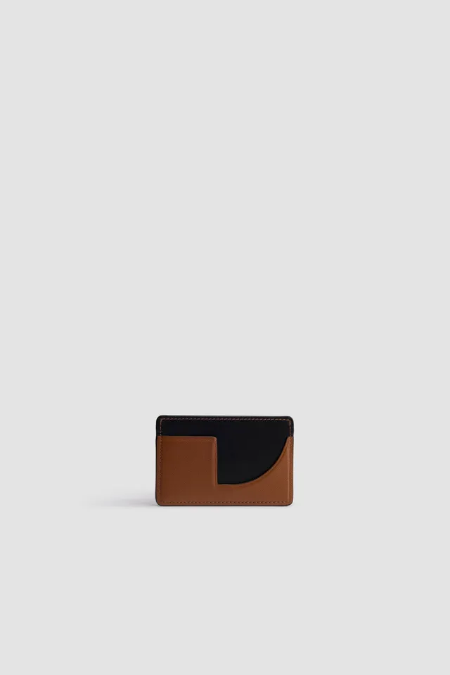 Patou porte-cartes cuir JP noir marron Black Chestnut