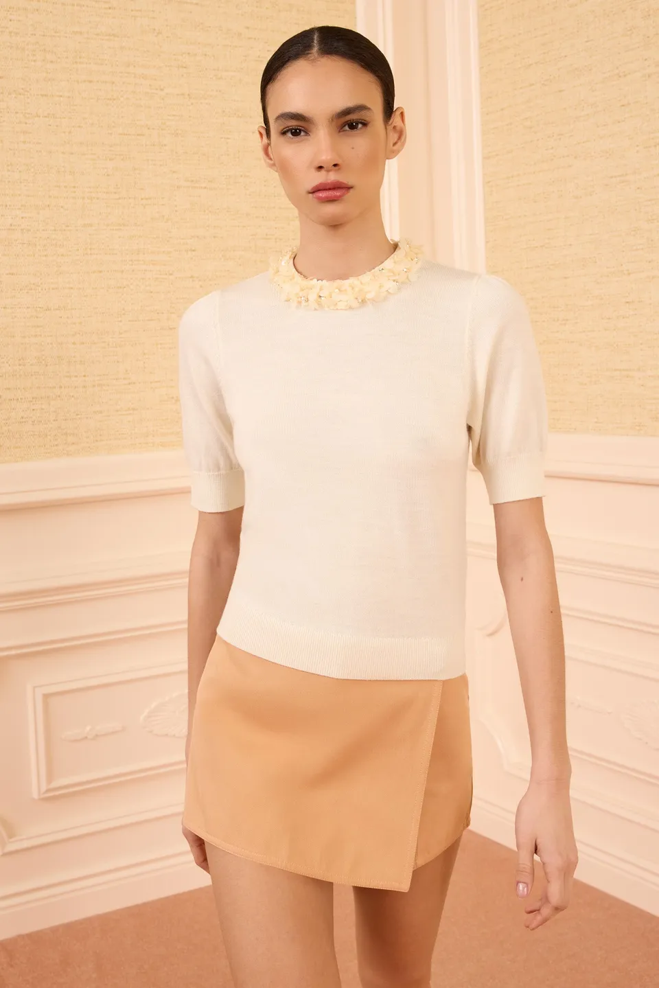 Ulla Johnson Knits Jude Top ivoire sequins laine