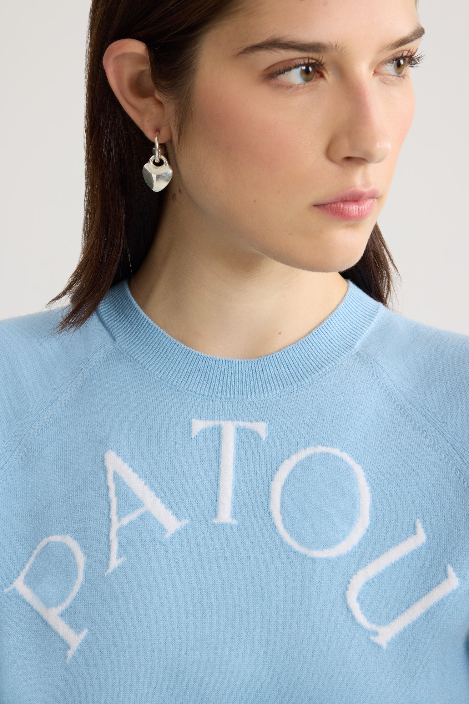 Patou P26KN110 pull jacquard laine Bleu Riviera