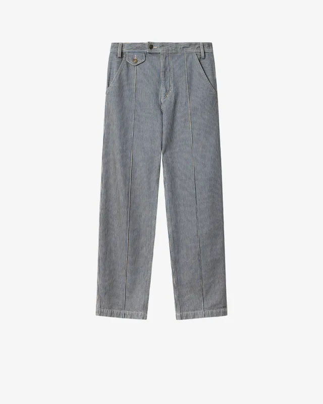 Isabel Marant Elois PA0787HA-D3H05H jean droit bleu-blanc
