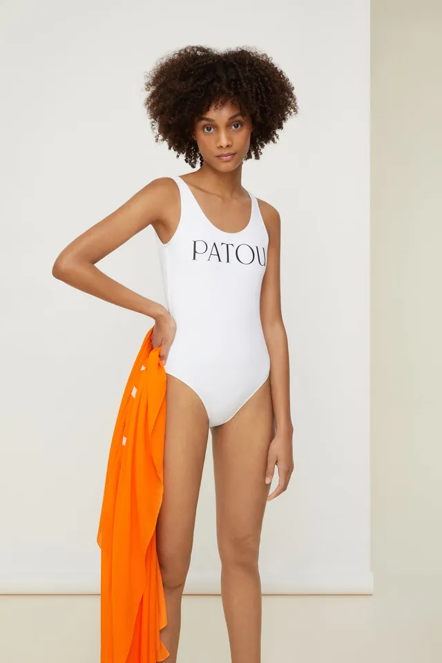 Patou A21SW0010093001W maillot une pièce blanc dos nu logo