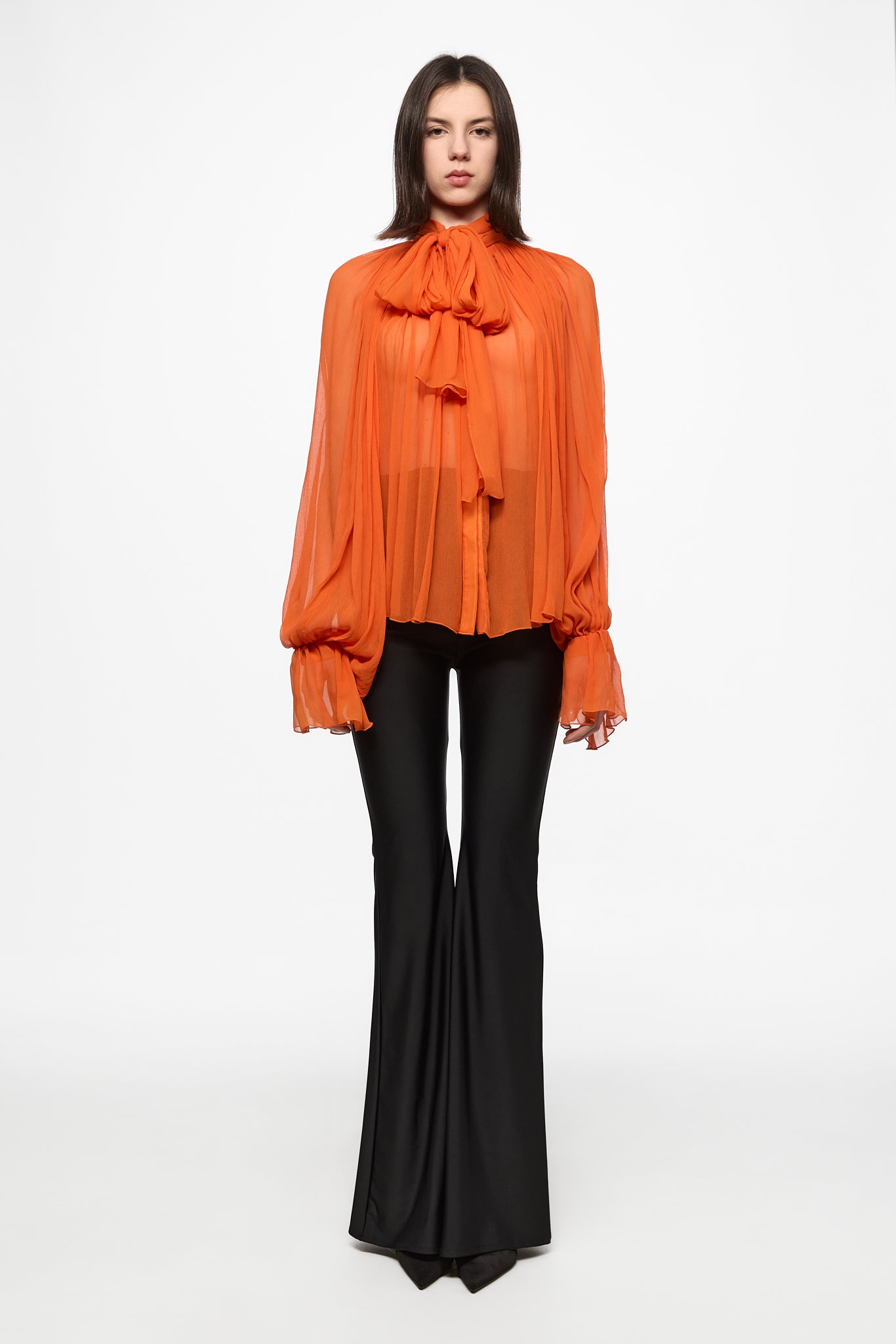 ATU Body Couture chemisier soie orange foulard chiffon