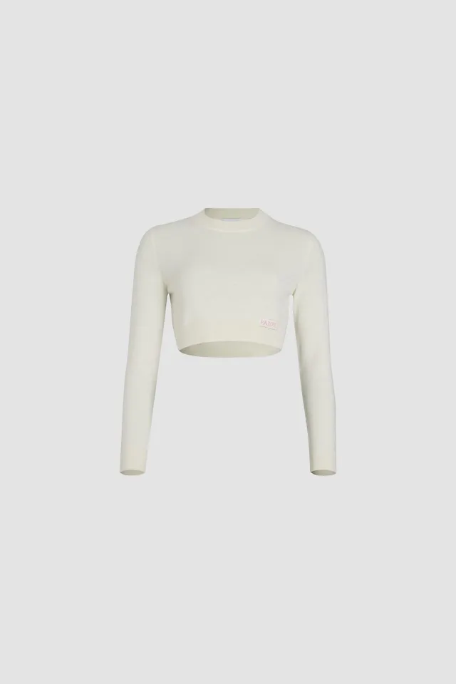 Patou KN220 pull cropped laine cachemire blanc