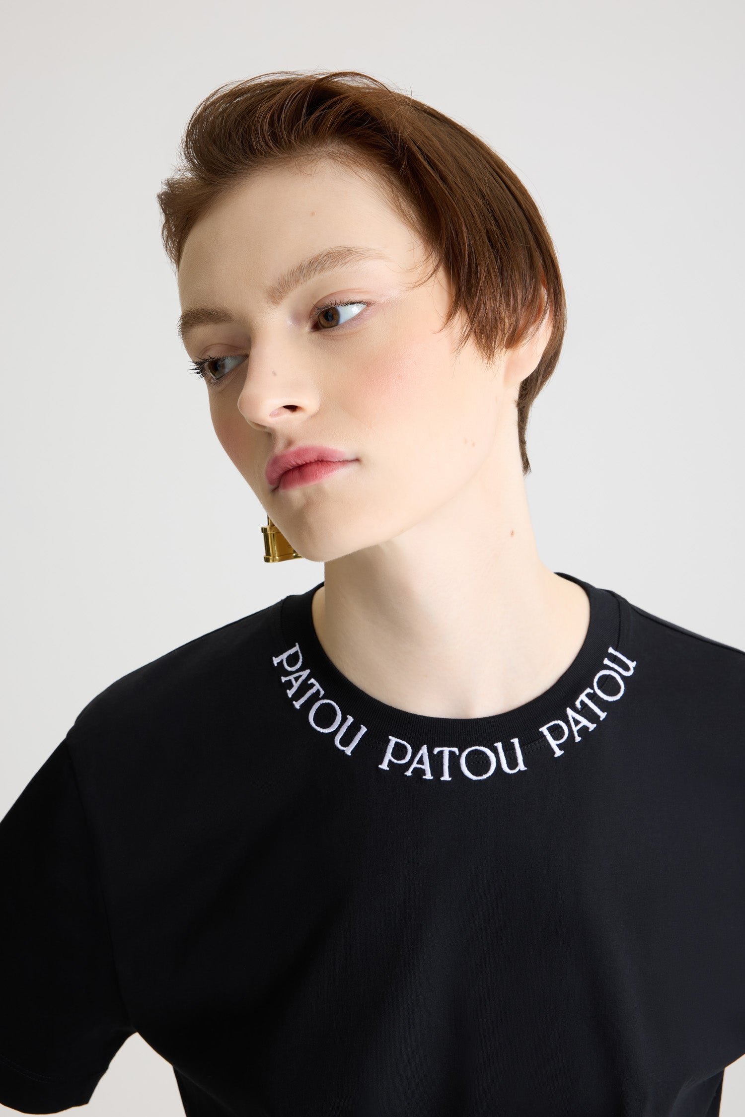 Patou JE186 t-shirt noir logo coton bio