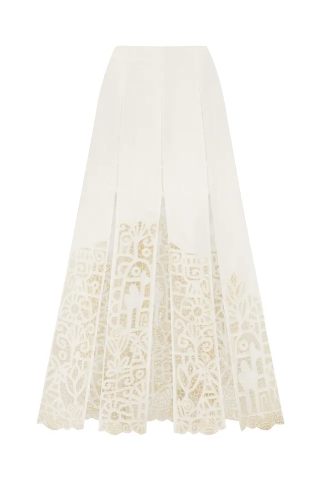 Alemais Rosemary Embroidered Skirt jupe midi brodee