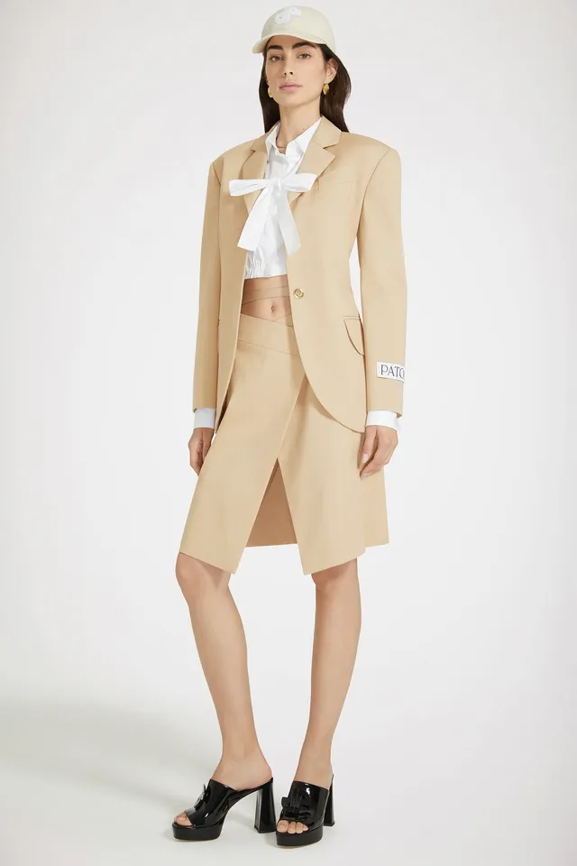 Patou JA038 veste beige coton gabardine ceinturée