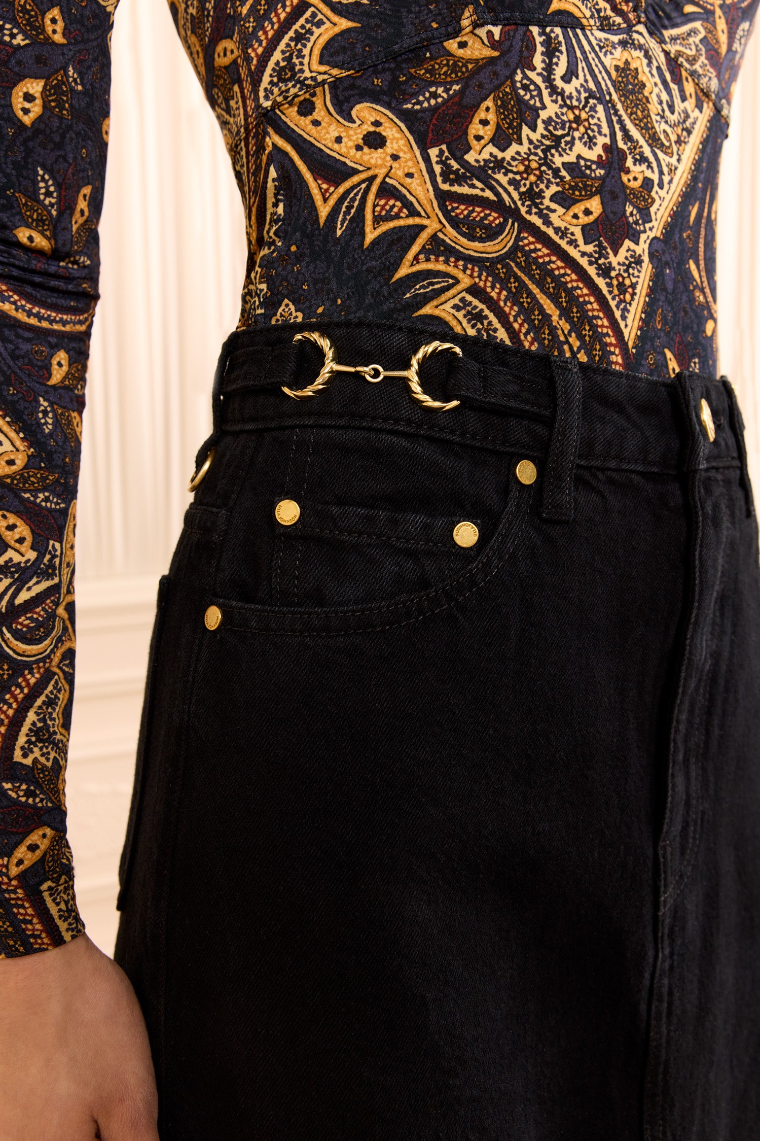 Ulla Johnson Madelyn UJ9903039 jupe jean Noir midi coton