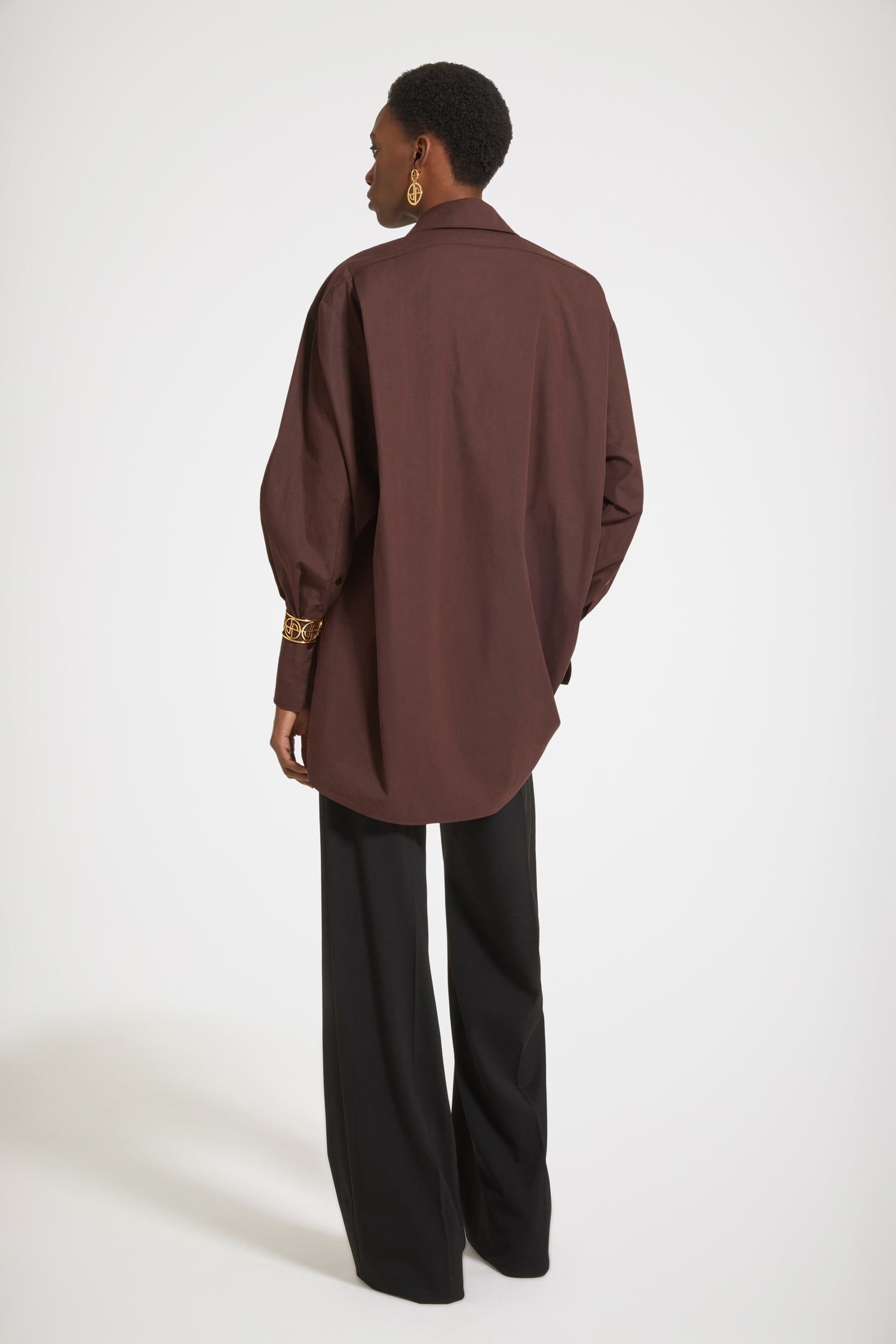 Patou DR086 mini robe chemise coton marron 34-44