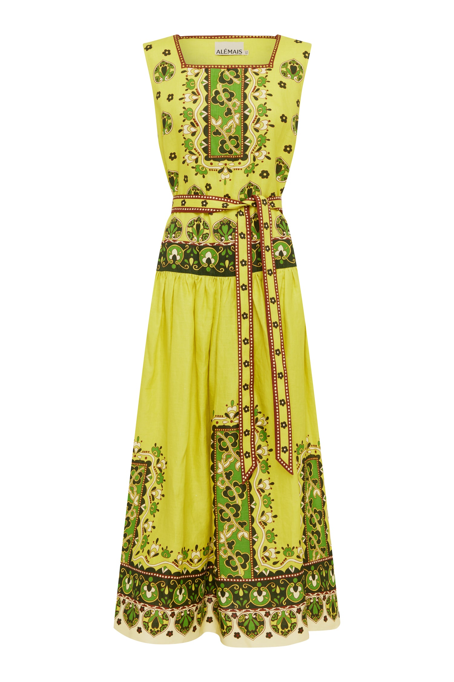 Alemais Bridgette robe midi chanvre ceinture