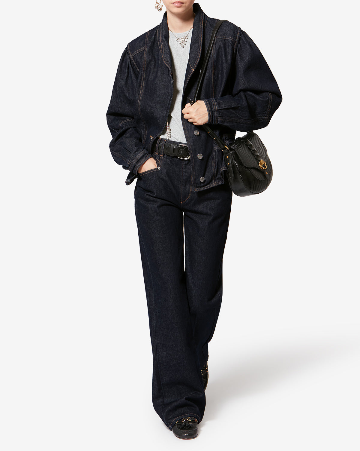 Isabel Marant Belvia jean bootcut foncé nuit coton