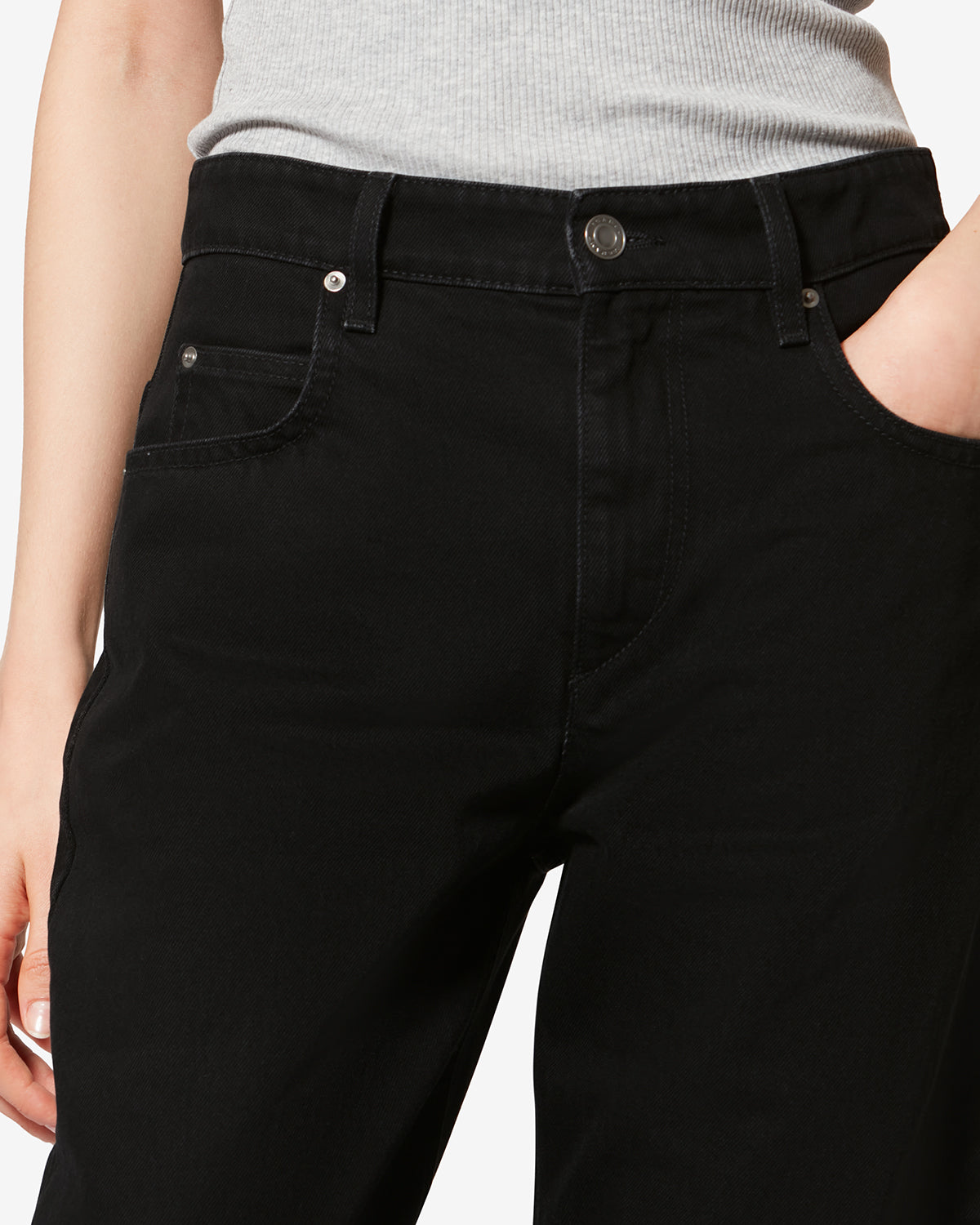Isabel Marant Dromie jean droit noir délavé coton