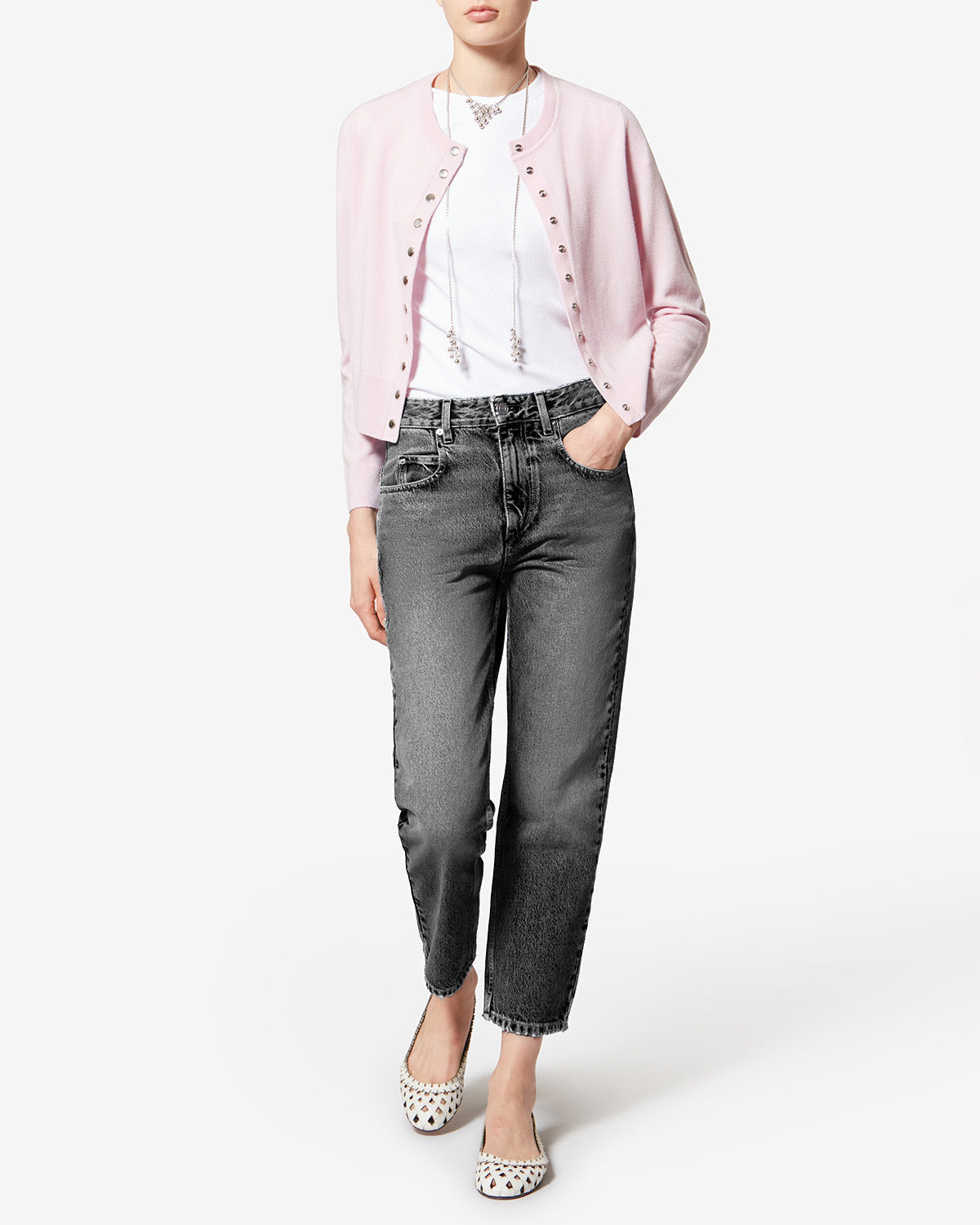 Isabel Marant Dakota jean noir délavé 7/8 ajusté