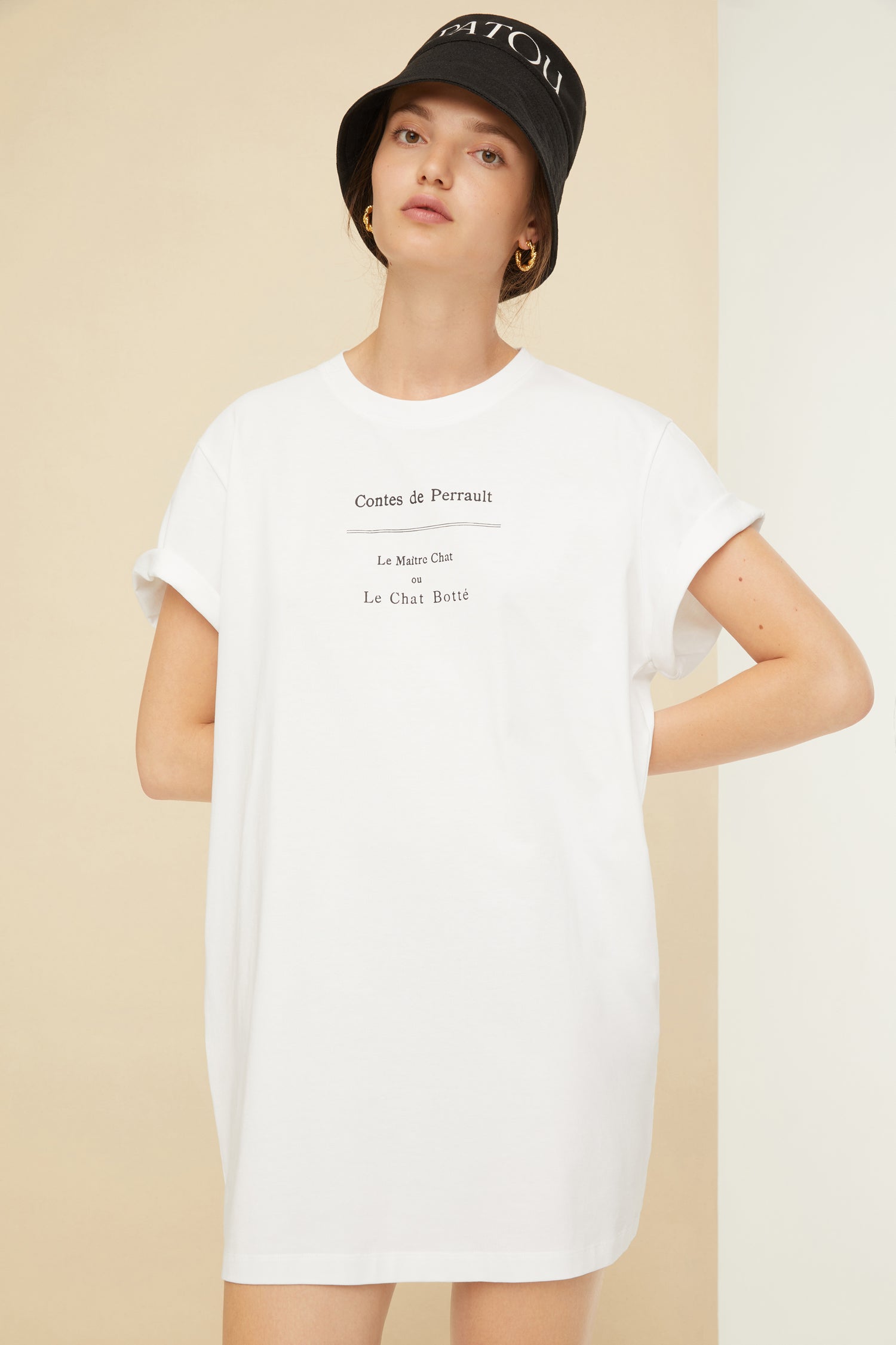 Patou JE038 robe t-shirt coton bio blanche imprimé dos