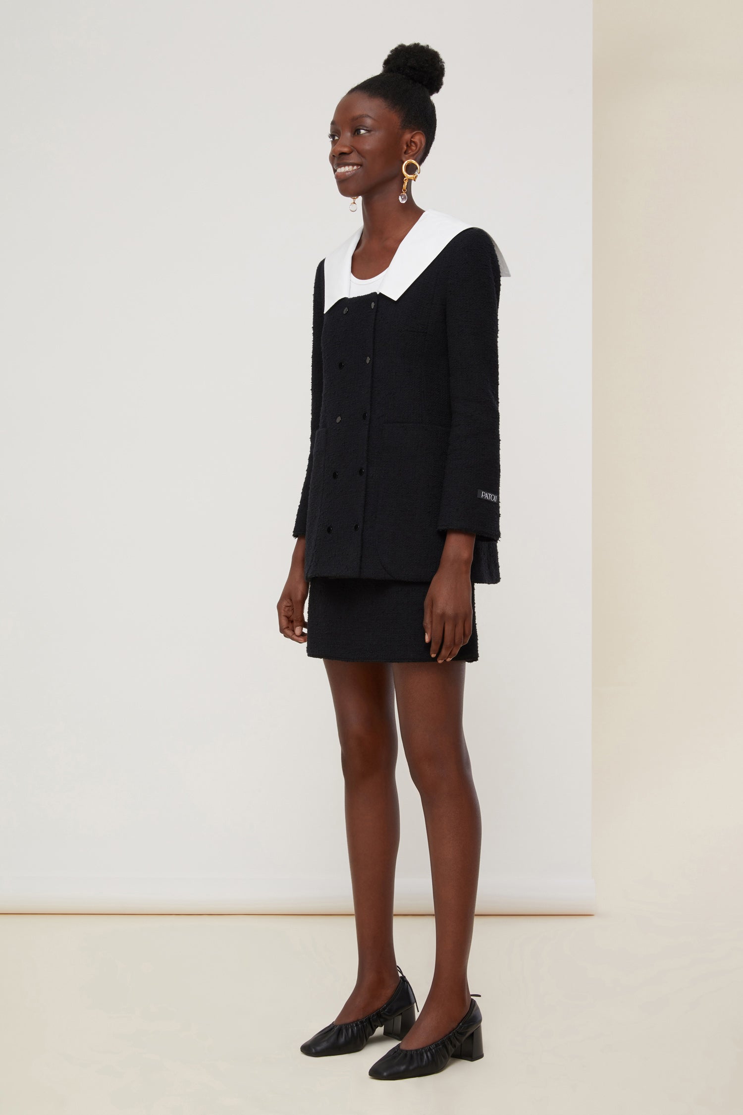 Patou E20SK0120046999B minijupe tweed coton noir