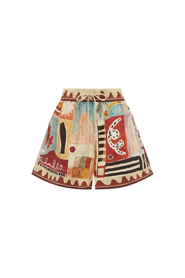 Alemäis Michelle short lin imprimé taille élastique