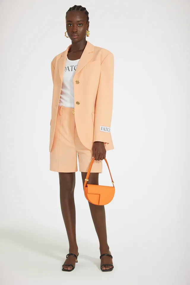 Patou TR036 short tailleur laine technique orange clair
