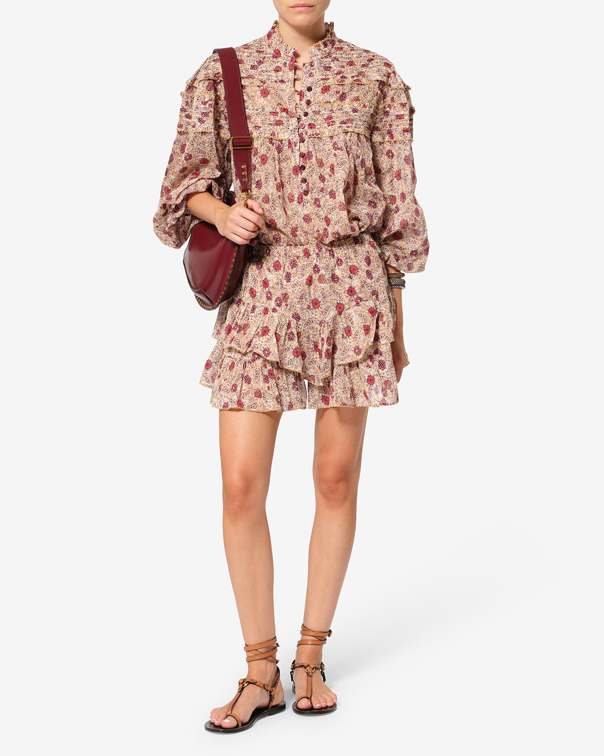 Isabel Marant Doane HT0914FA blouse voile coton écru-framboise