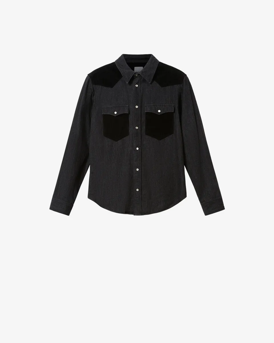 Isabel Marant Vegas Chemise Noire Coton Velours XS-XL
