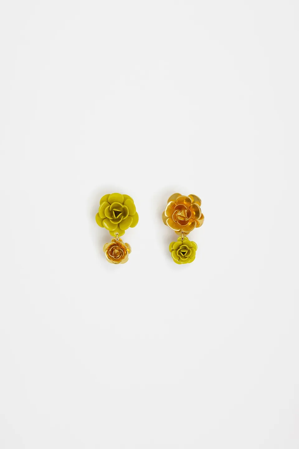 Patou JW088 boucles d'oreilles double fleurs absinthe TU laiton