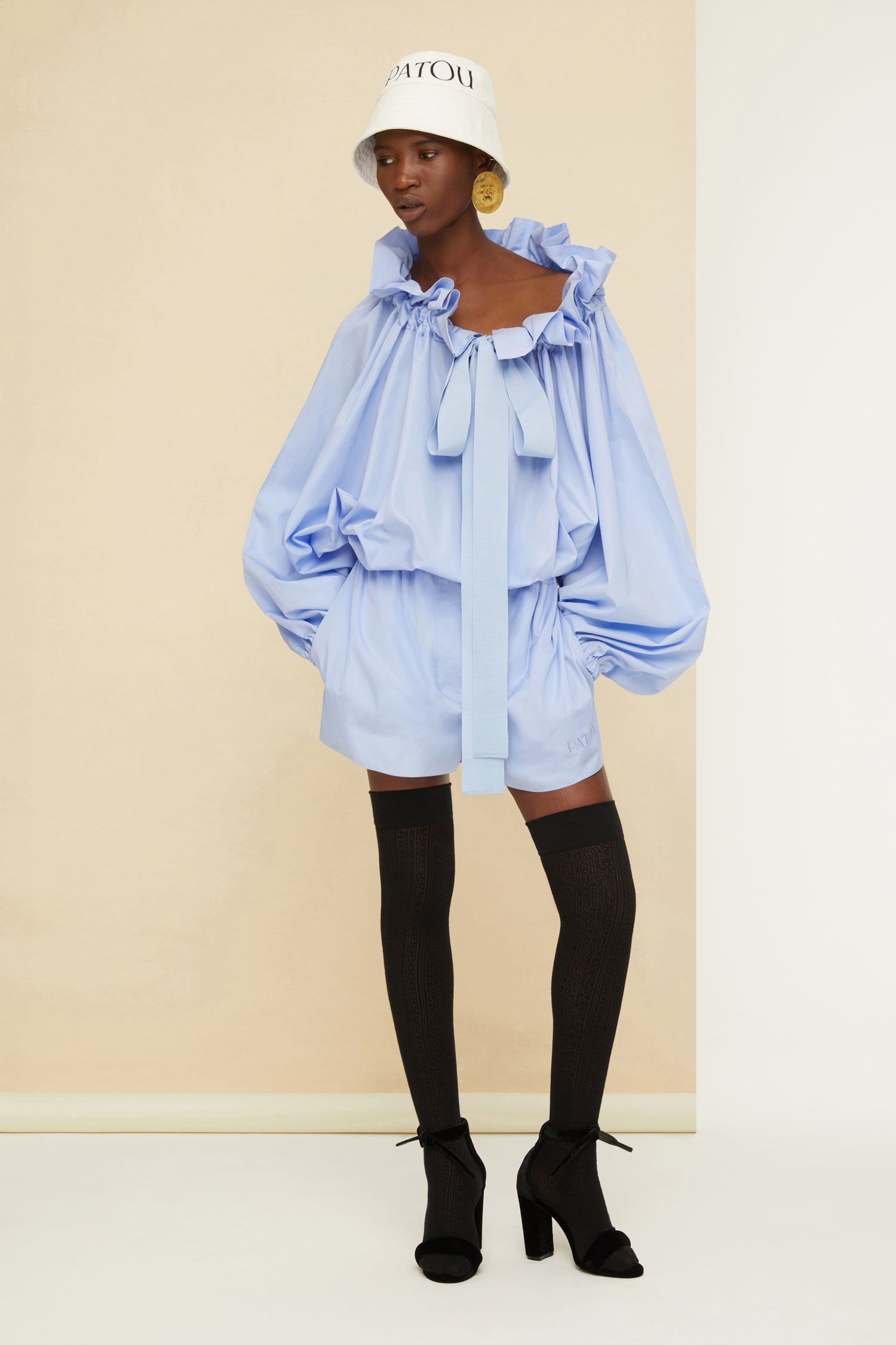 Patou P22TO017 top Aurora coton bio col cordon