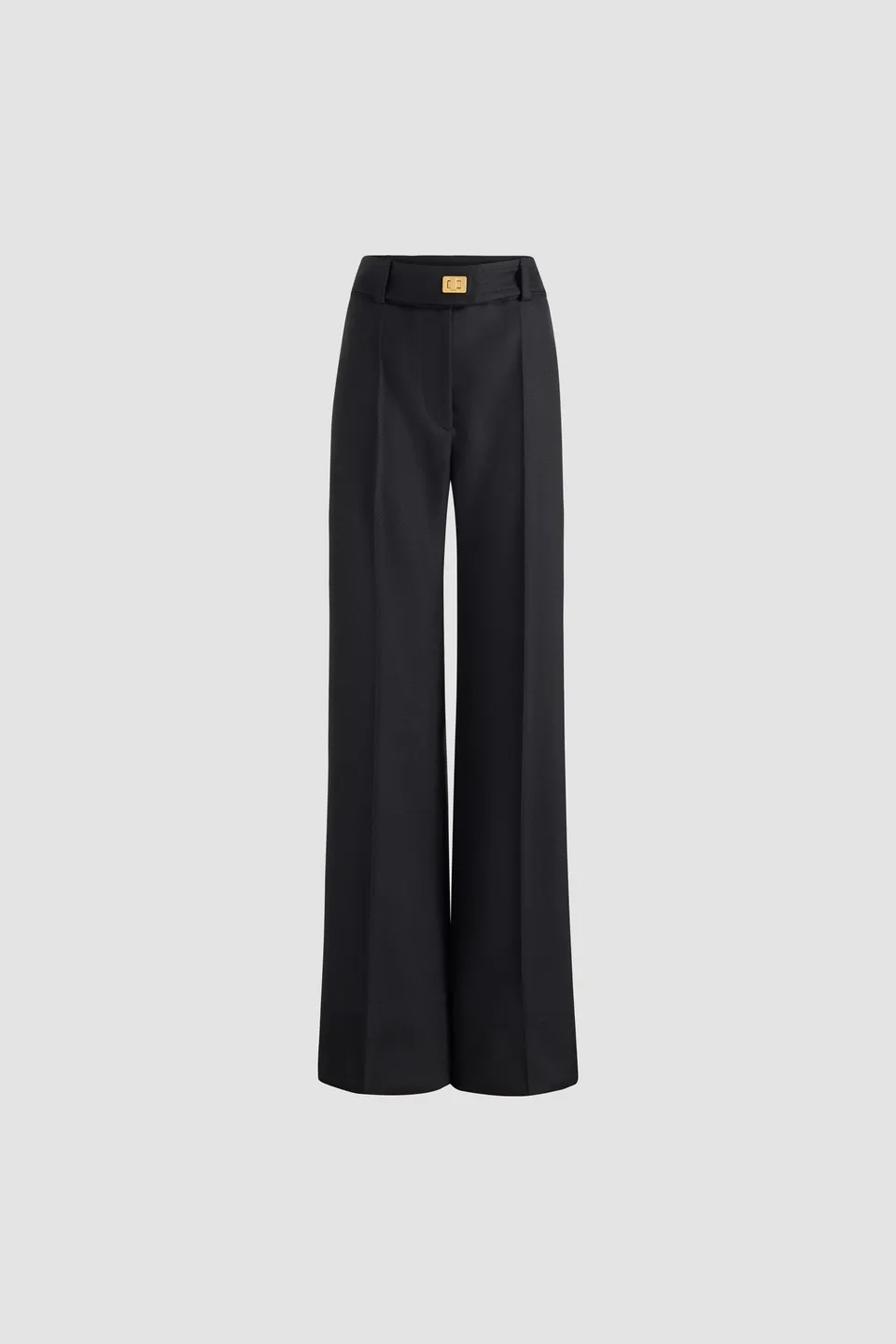 Patou Lock pantalon évasé laine noire 34-44 cadenas doré