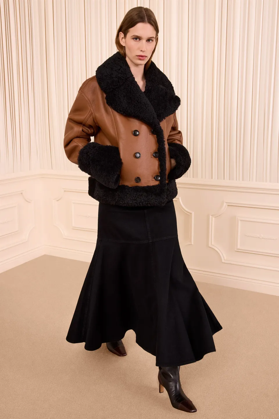 Ulla Johnson Manteau Nisha Noir réversible shearling