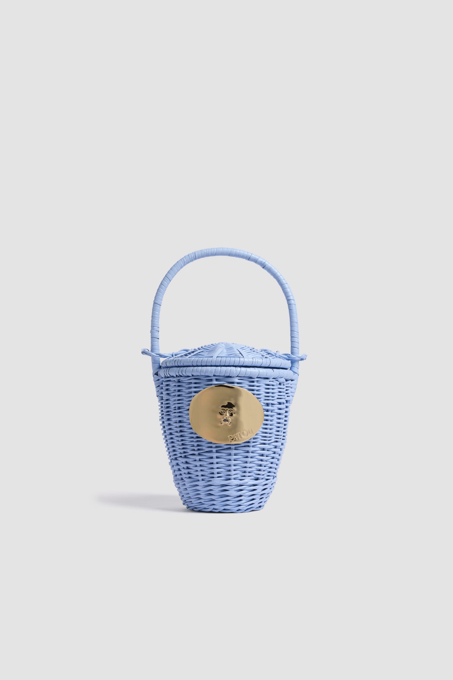 Patou Iconic sac seau osier AC003 bleu Riviera TU