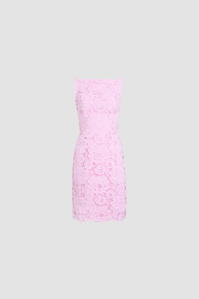 Patou DR252 robe midi dentelle rose Pink Parfait