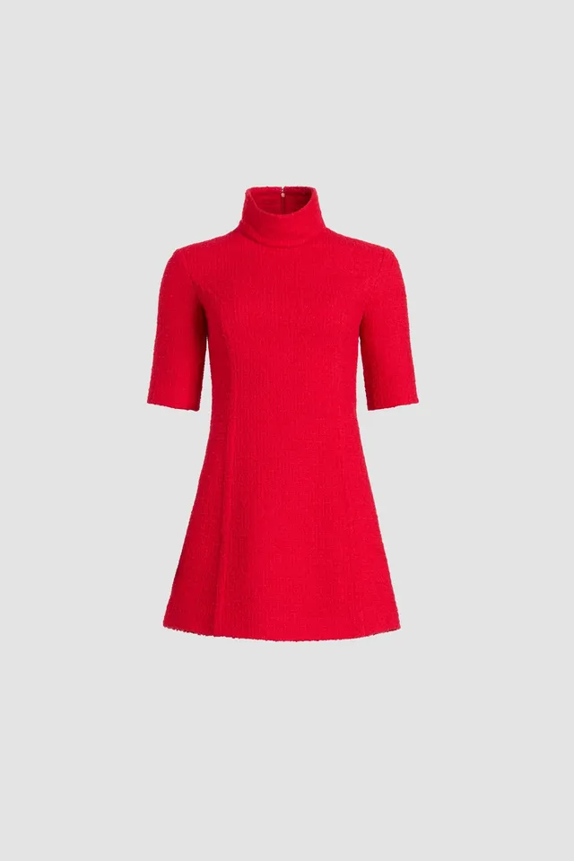 Patou DR204 robe tweed laine rouge écarlate