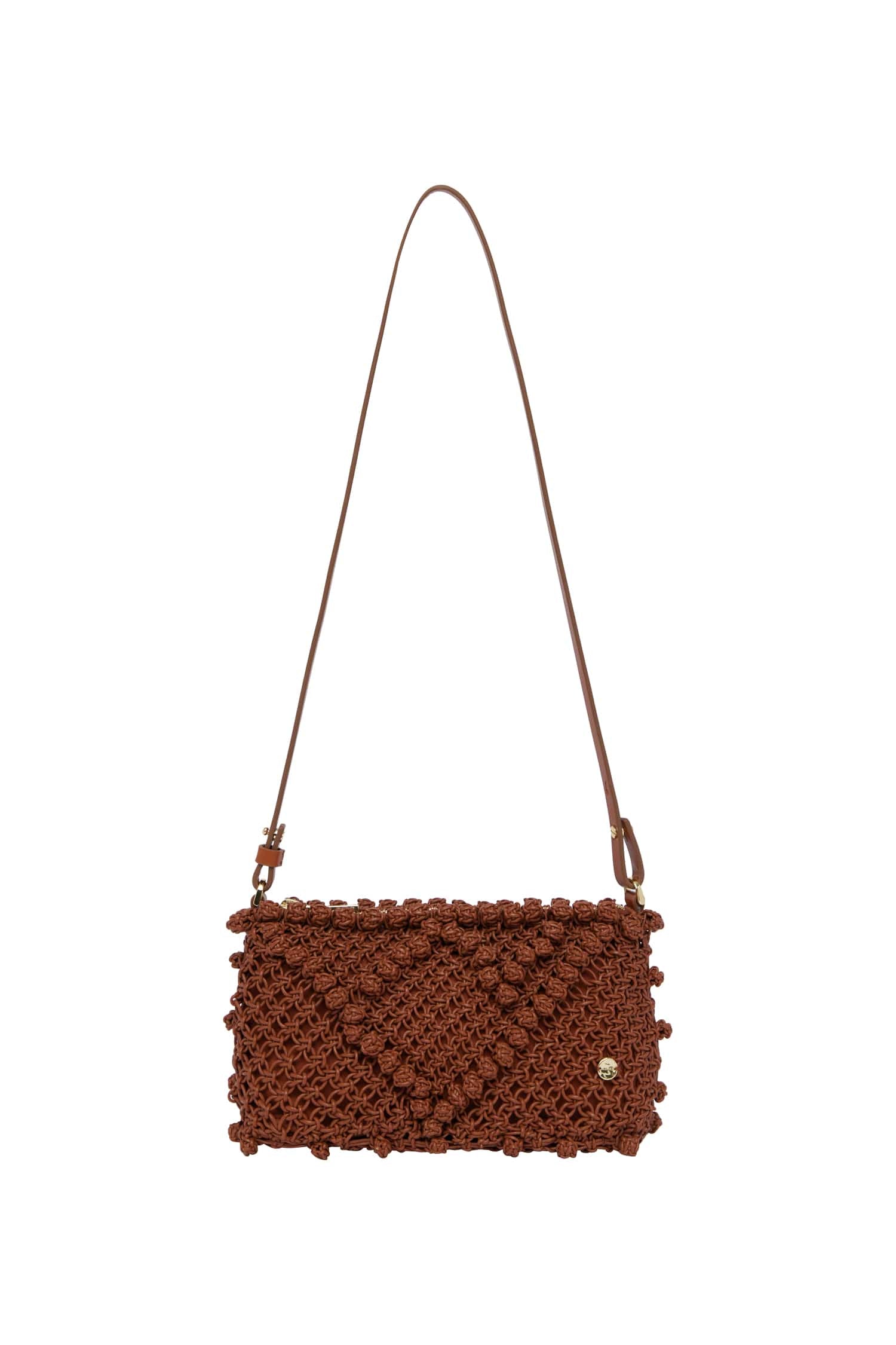 Alemäis Clutch pochette cuir macramé rouille taille unique