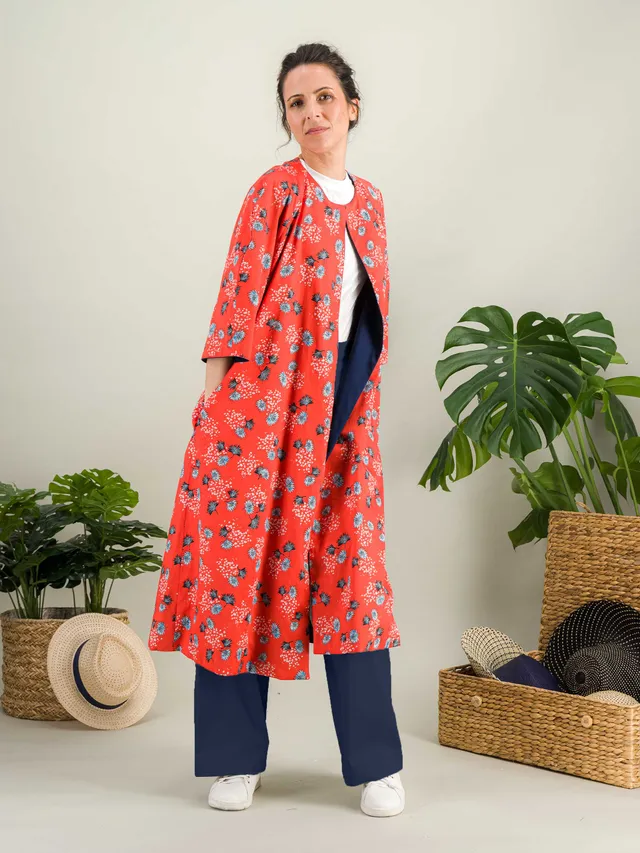 Anahide Saint André Haori veste kimono réversible coton fleuri