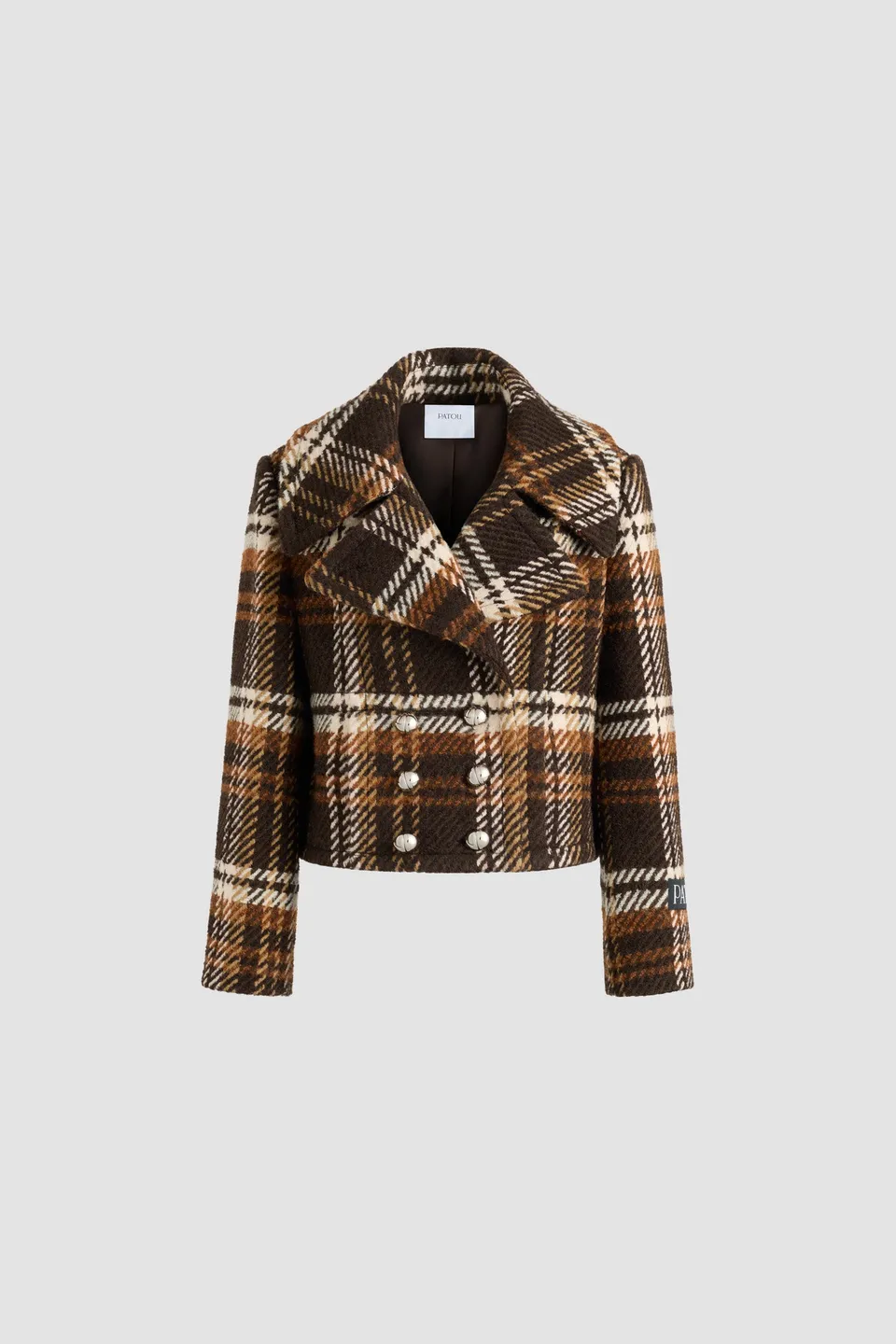Patou CO031 manteau croisé laine à carreaux