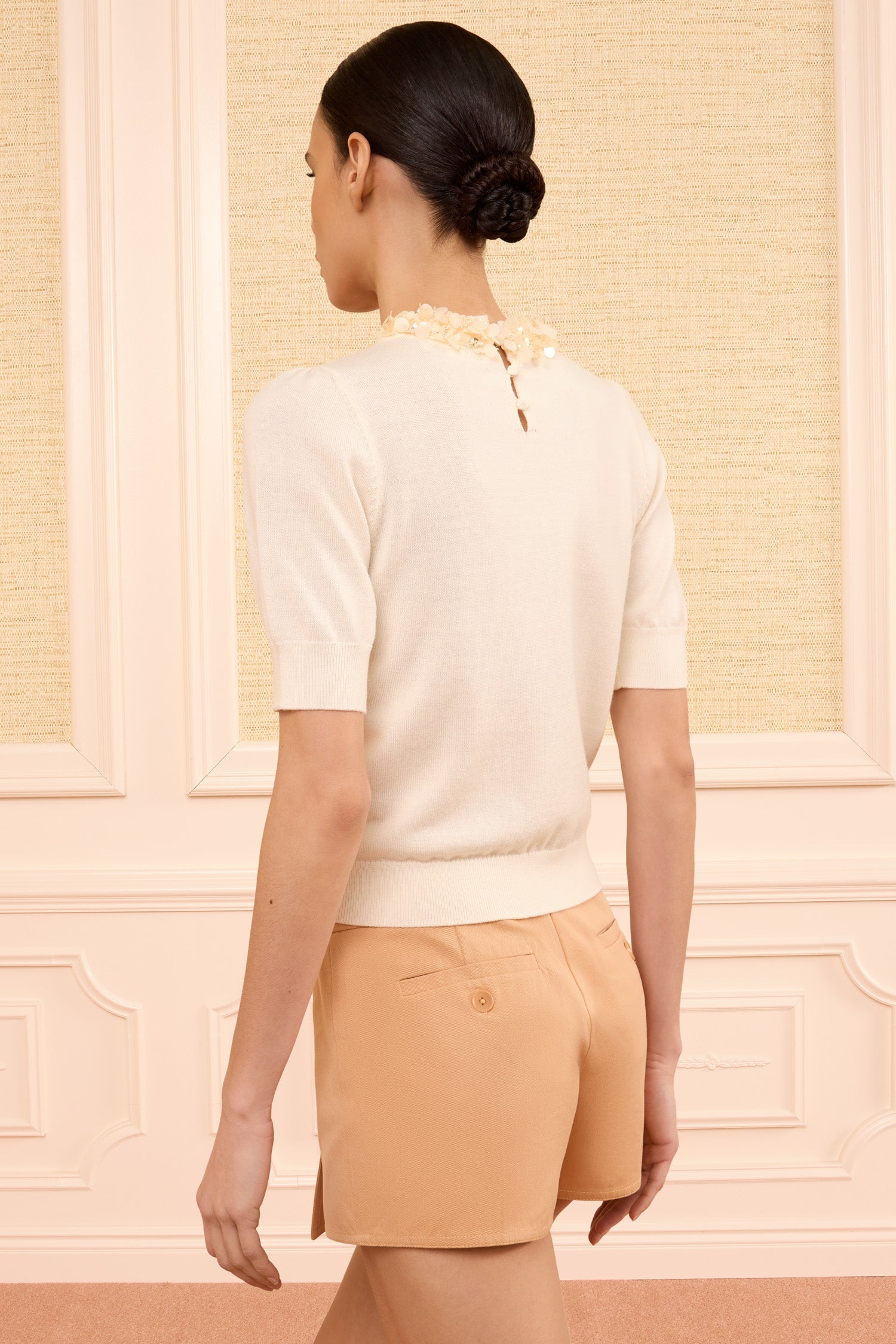 Ulla Johnson Knits Jude Top ivoire sequins laine