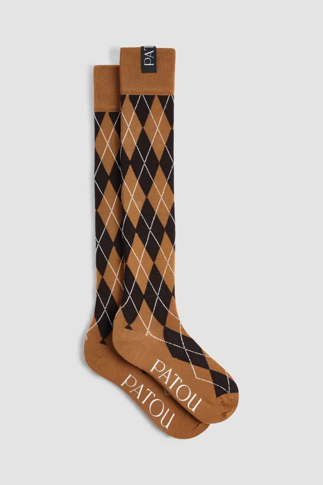 Patou AC172 chaussettes hautes Driftwood coton losanges