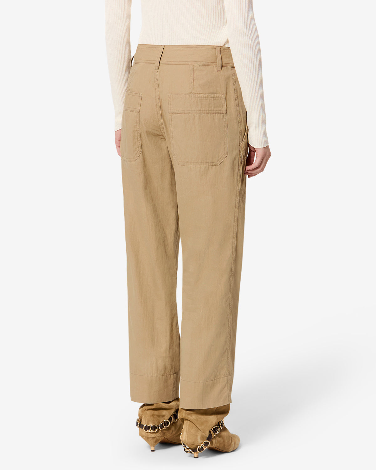 Isabel Marant Amandine pantalon coton clair kaki droit