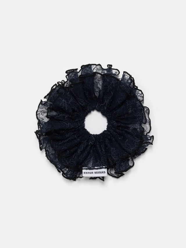 Ester Manas Navy Lace Chouchou dentelle bleue 16 cm