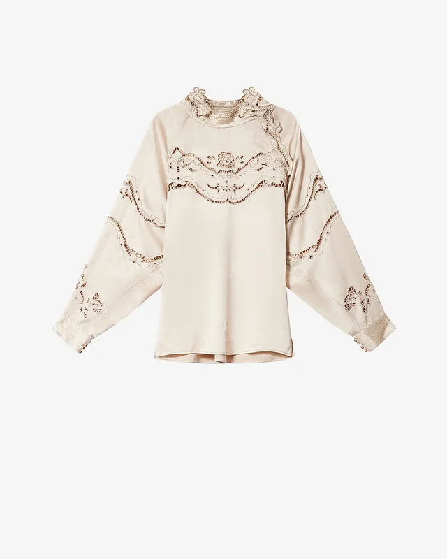 Isabel Marant Enelia Blouse champagne soie brodée