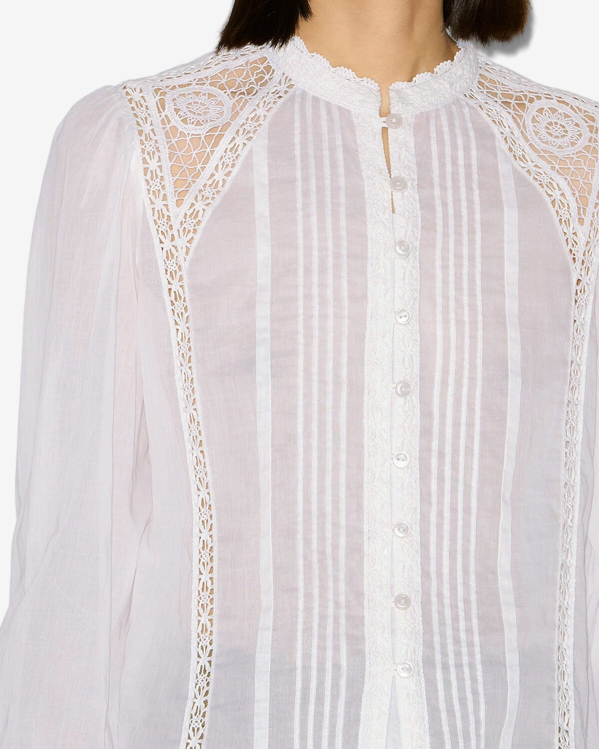 Isabel Marant Greicy blouse blanche dentelle coupe droite