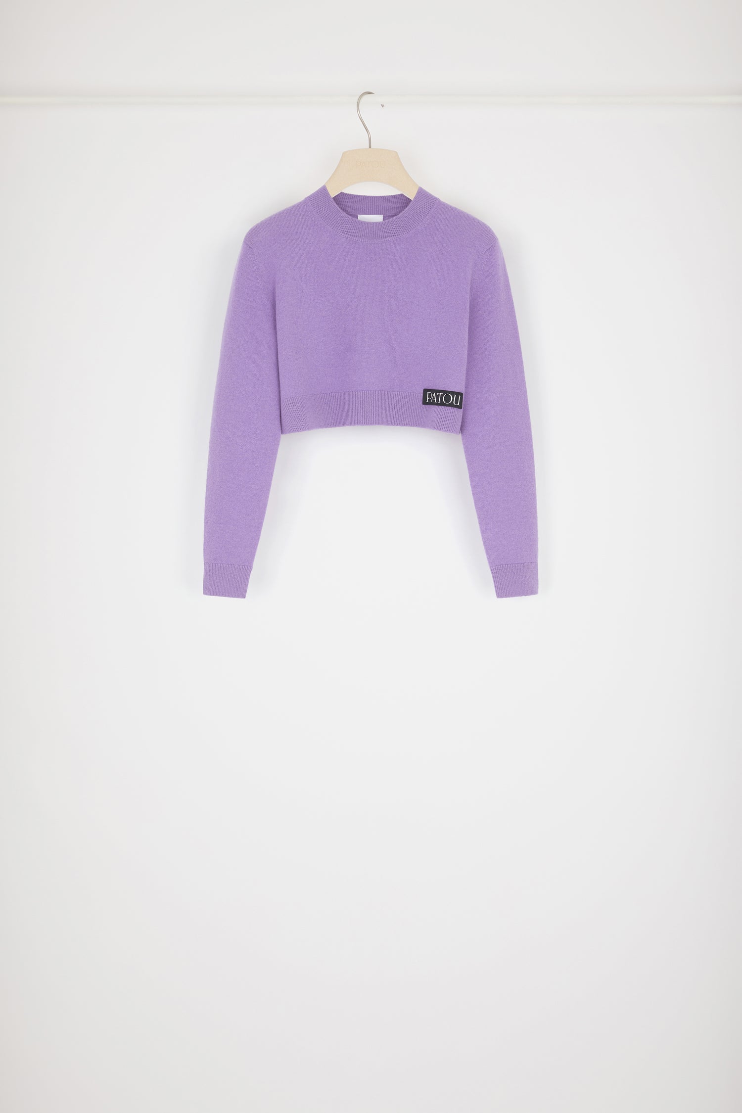 Patou KN099 pull cropped violet laine cachemire M col rond