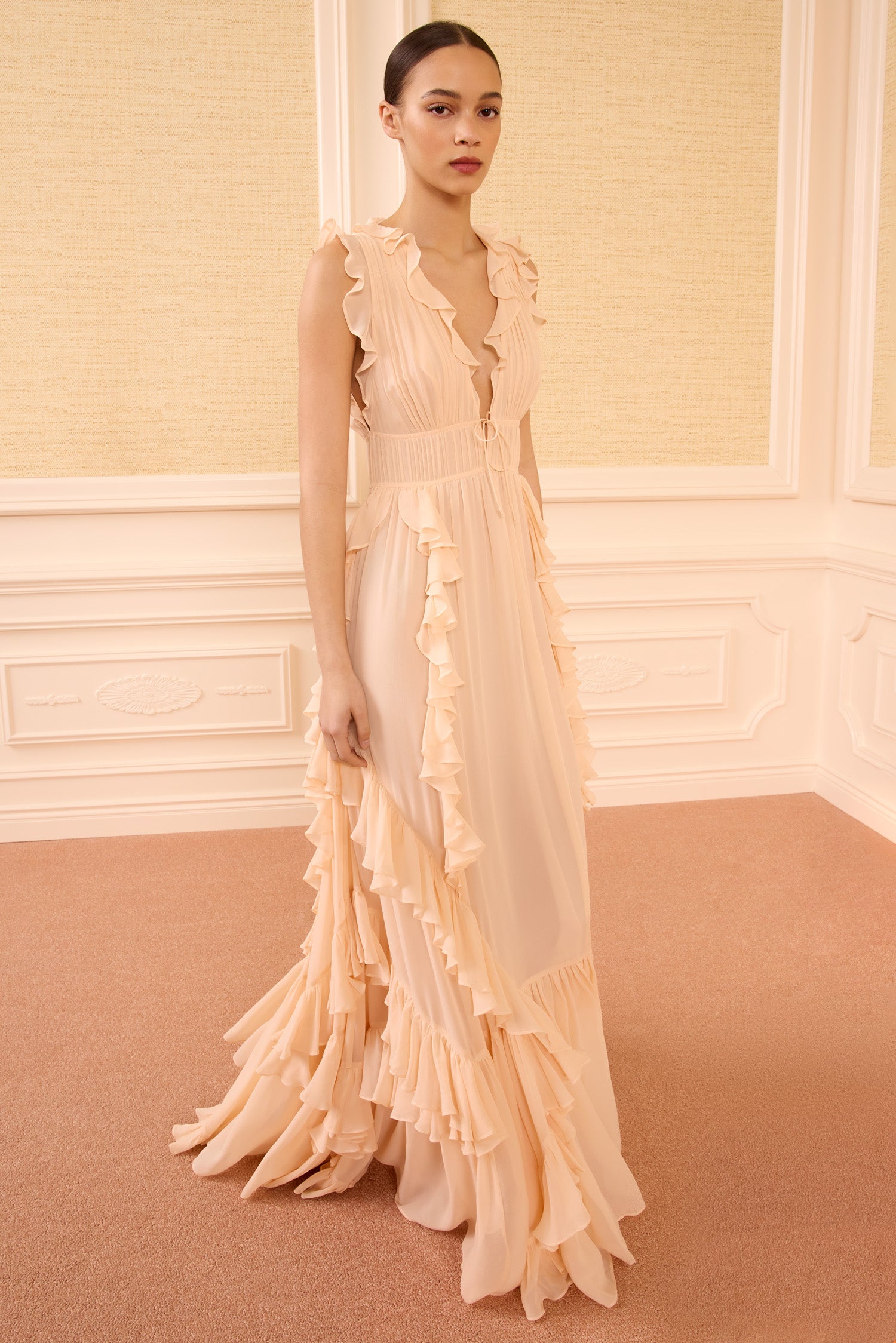 Ulla Johnson Florella Gown robe longue rose Blush soie