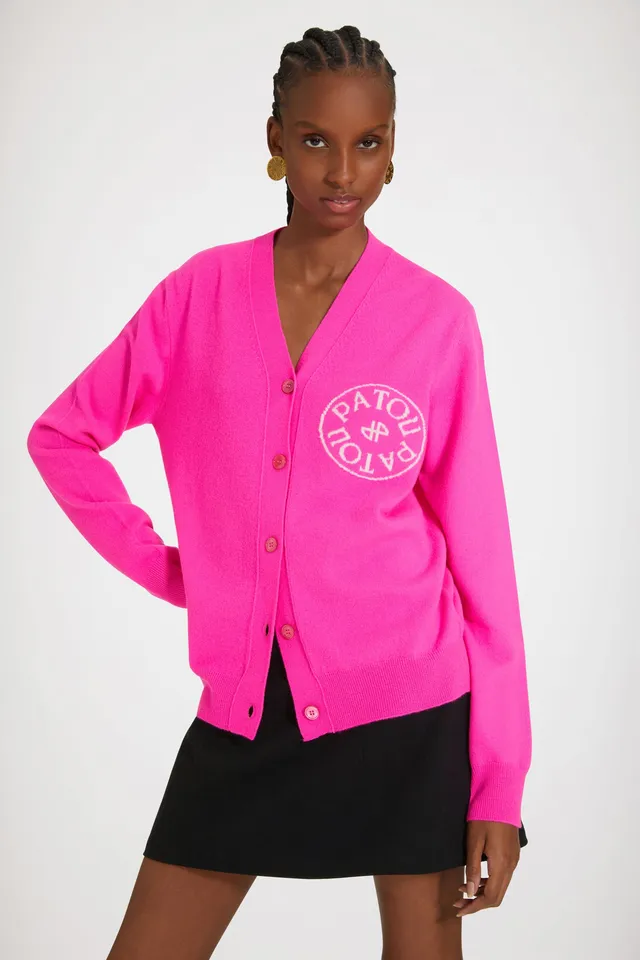 Patou Stamp cardigan laine cachemire rose Begonia Pink