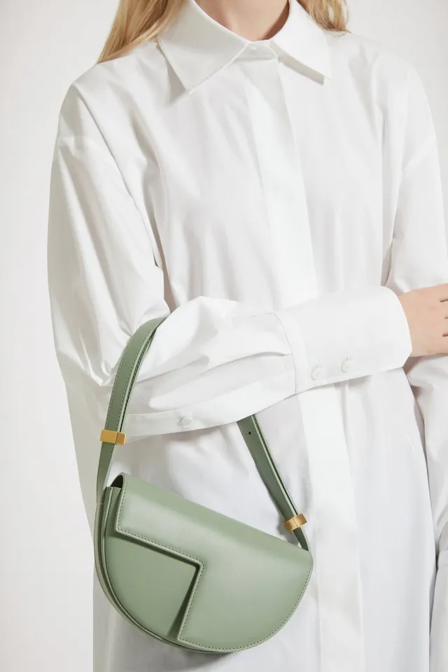 Patou BA003 sac Le Petit Patou cuir vert Dark Almond 20cm