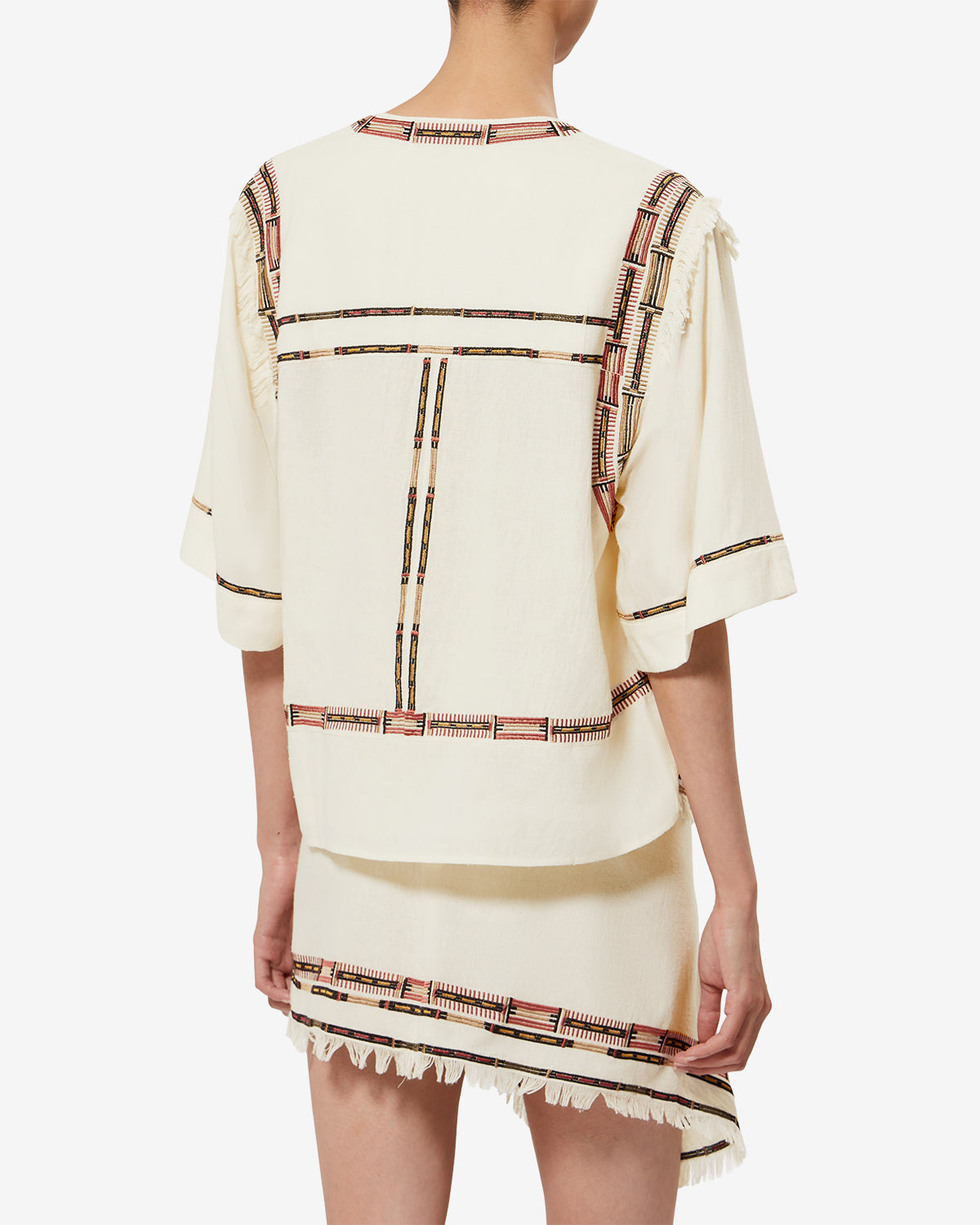 Isabel Marant Fiosa HT0907FA top soie écru brodé