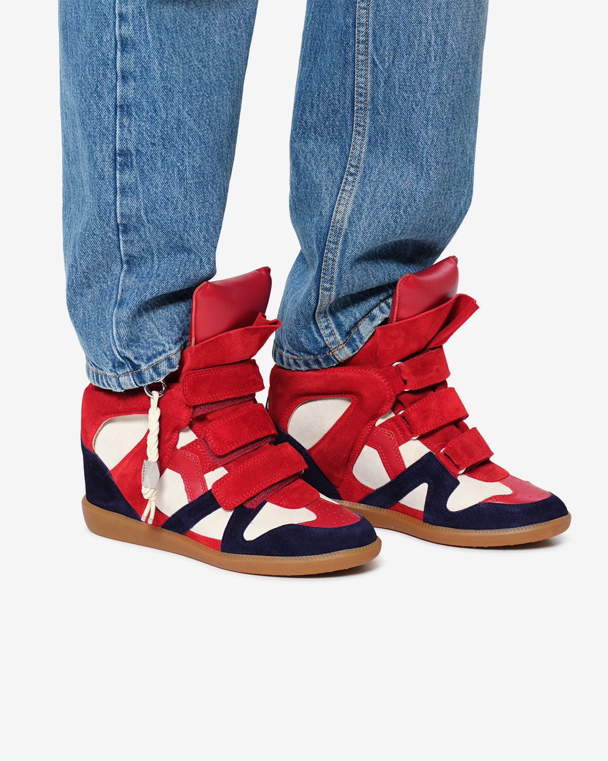 Isabel Marant Bekett BK0104FA baskets rouge compensées 5 cm