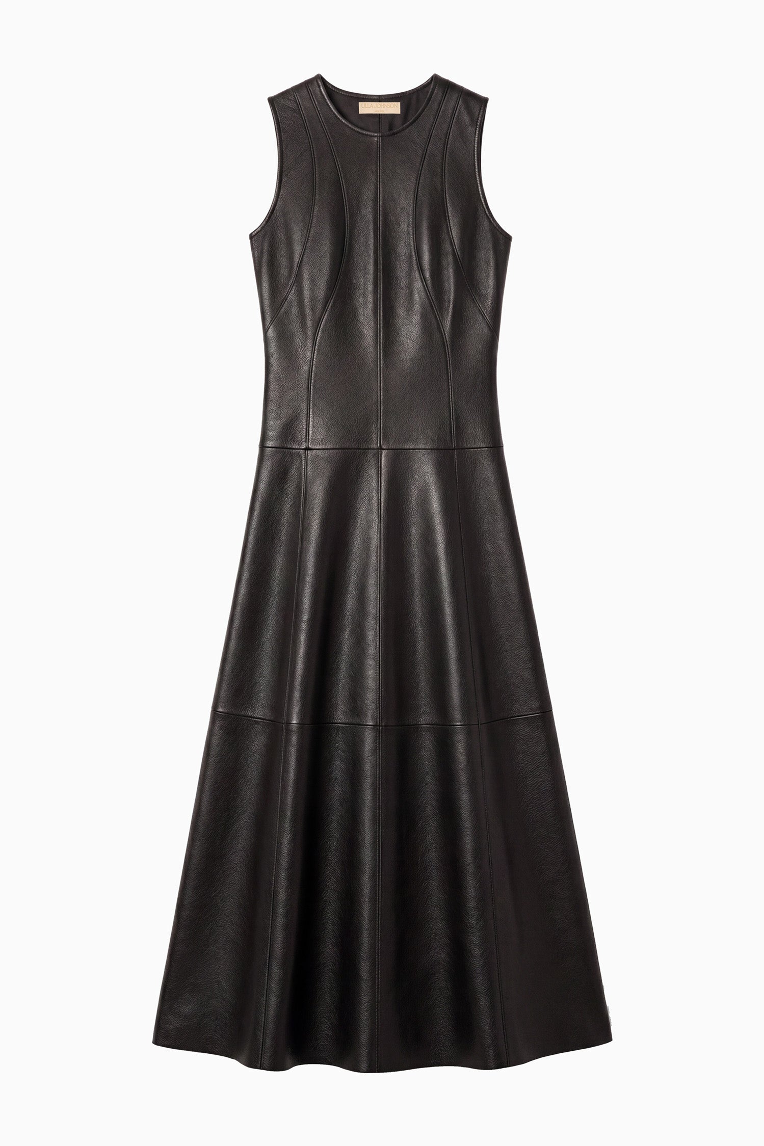 Ulla Johnson Juliette robe cuir midi noir sans manches