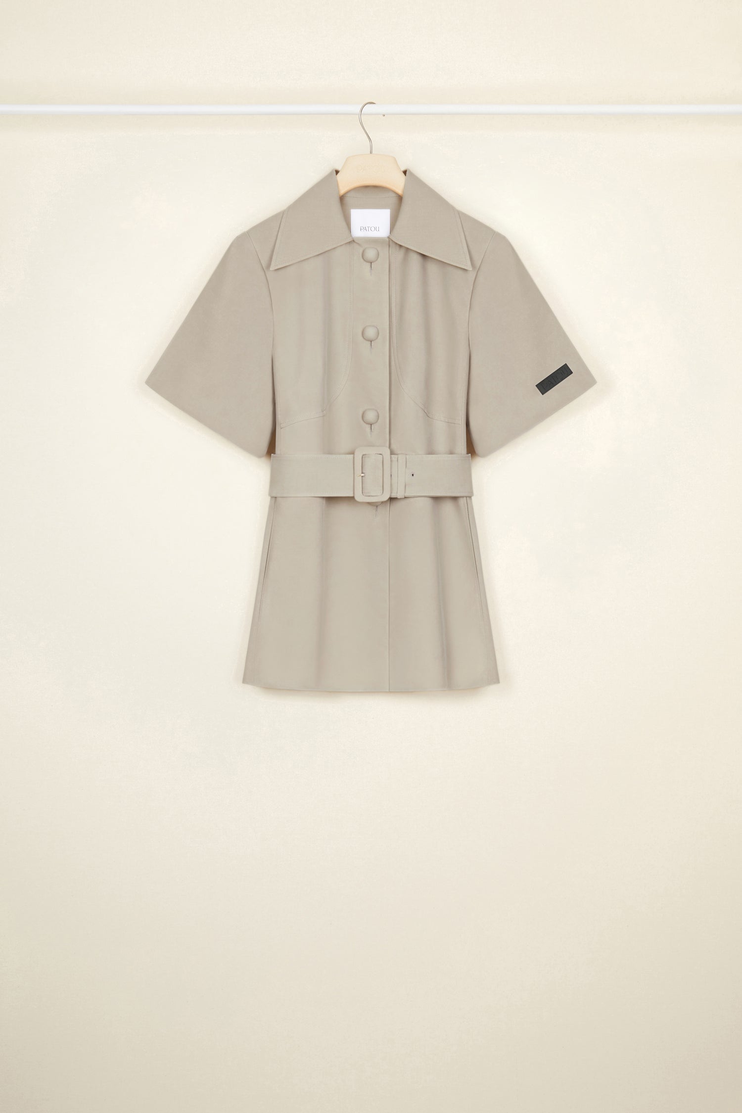 Patou P22JA0220102903D veste grise coton laine ceinture
