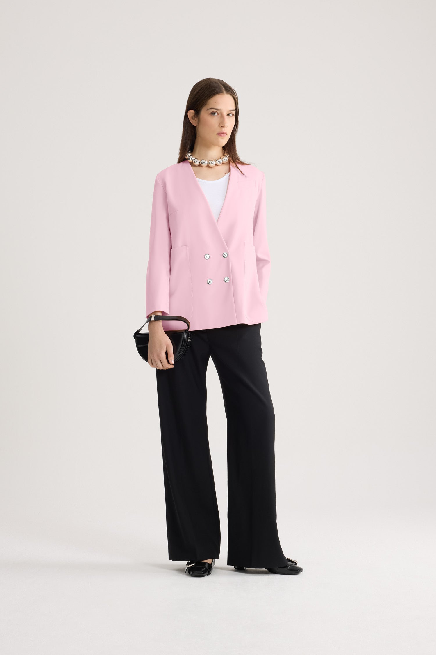 Patou JA0020103459L veste sans col Orchid Ice laine droite