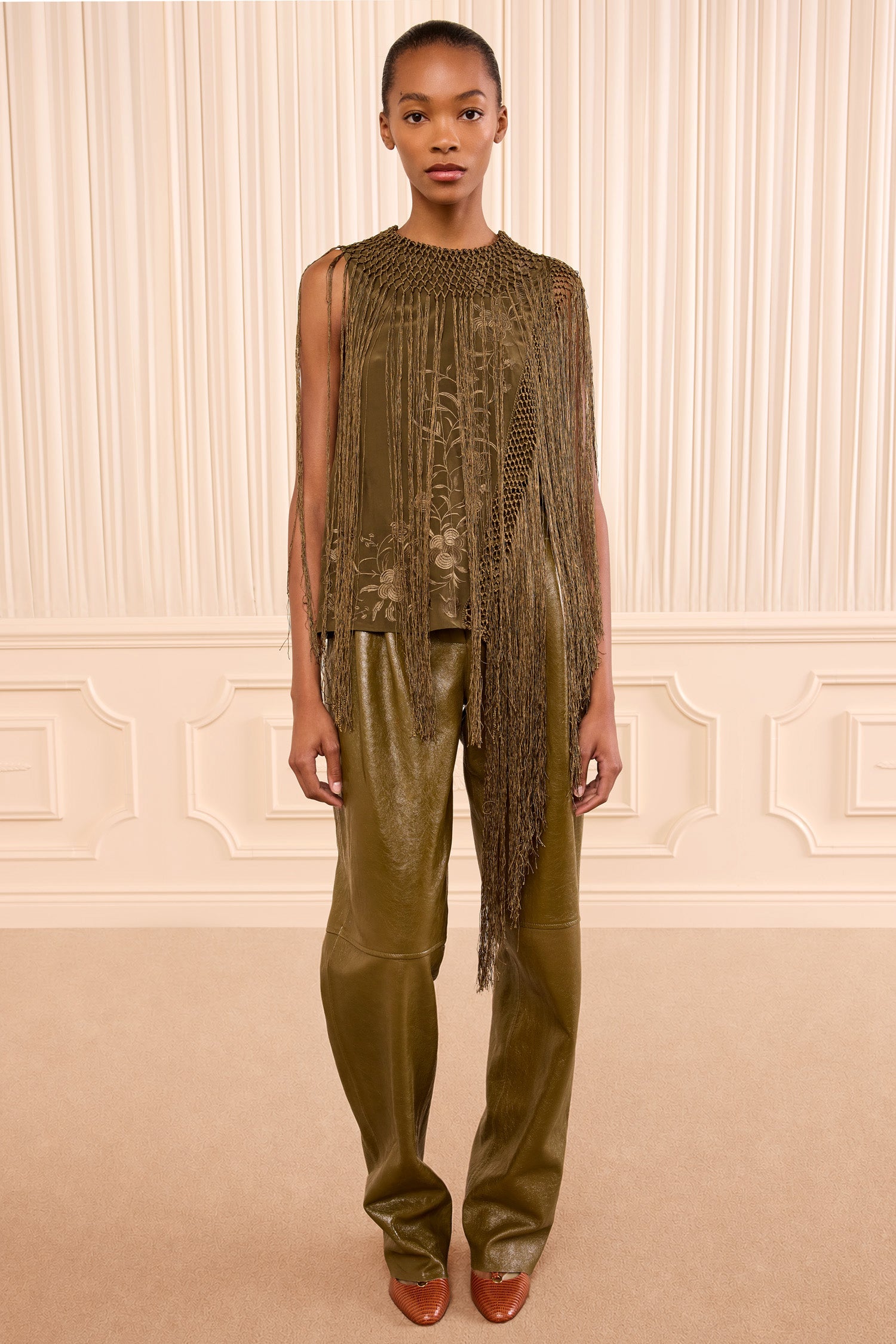 Ulla Johnson Willa Top Soie Malachite Haut Franges