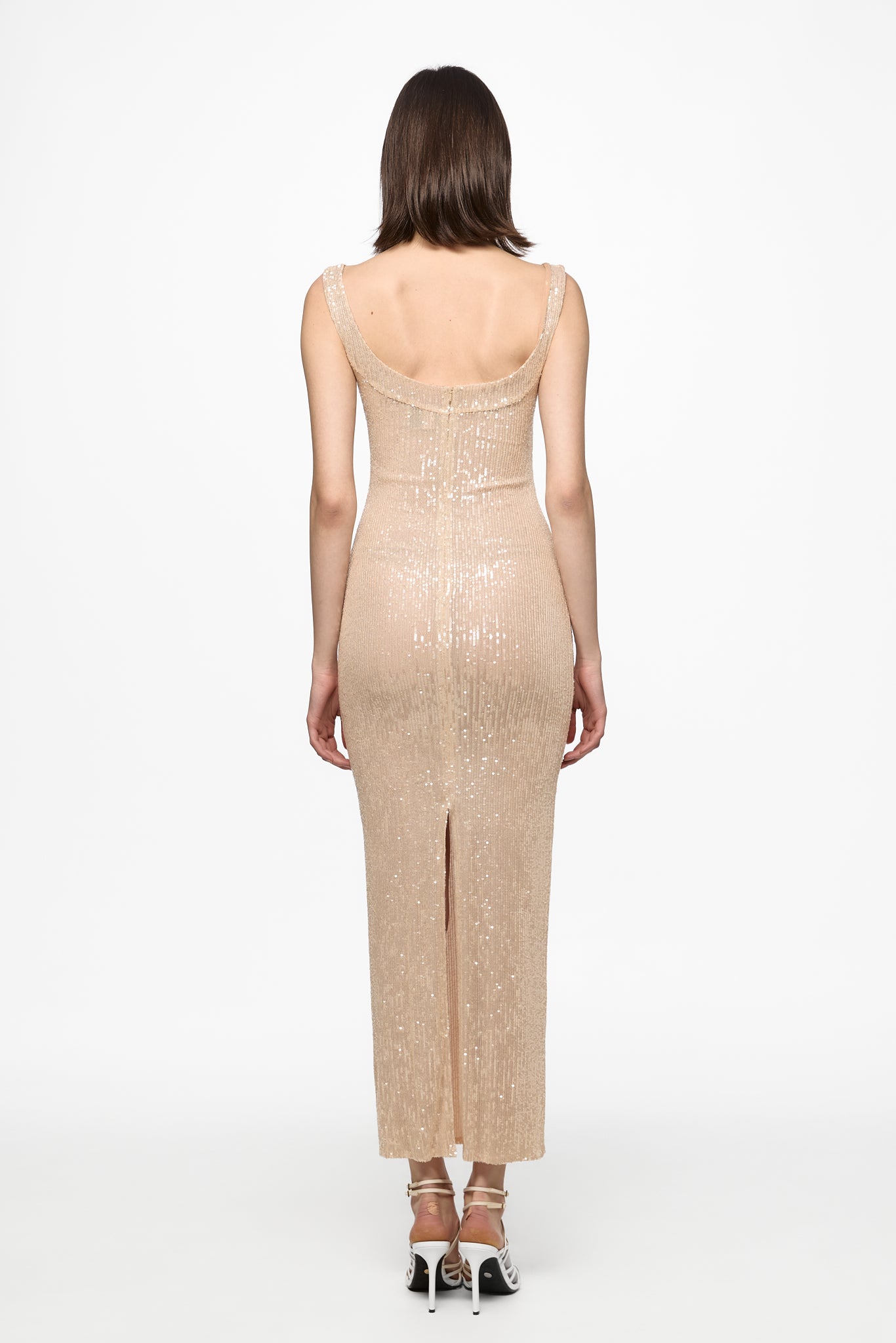 ATU Body Couture Sequins Nude sequined midi dress robe nude